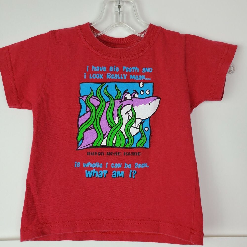 Hilton Head SC Boys Red Shark‎ T-Shirt Size 4T